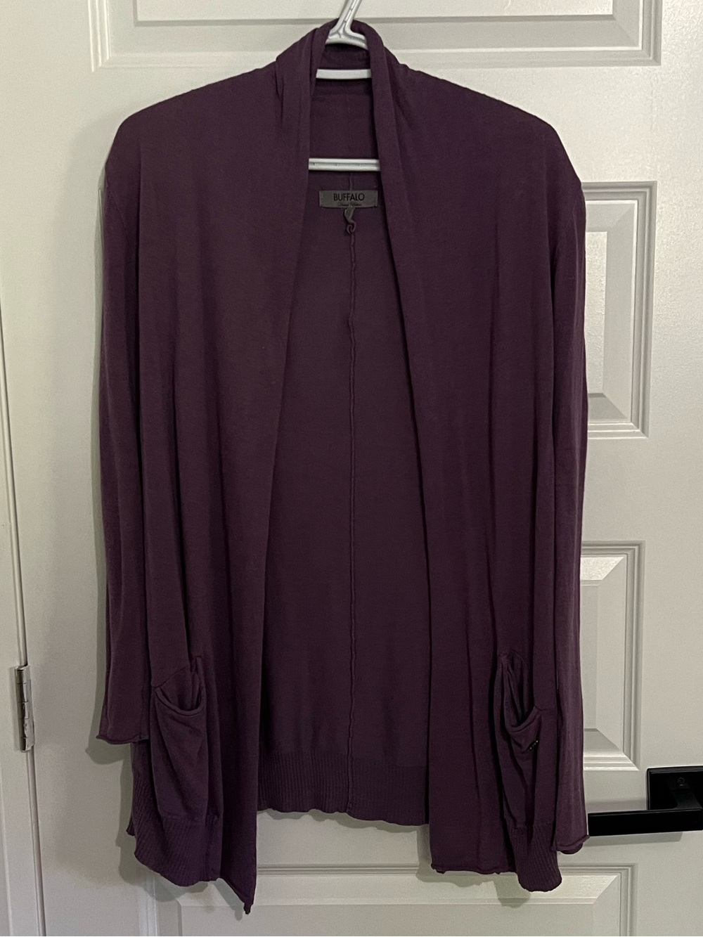 085 - Buffalo David Bitton Draped Open-Front Purple Cardigan